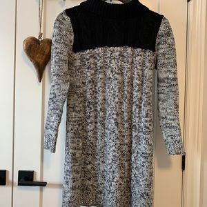Cowl neck sweater dress